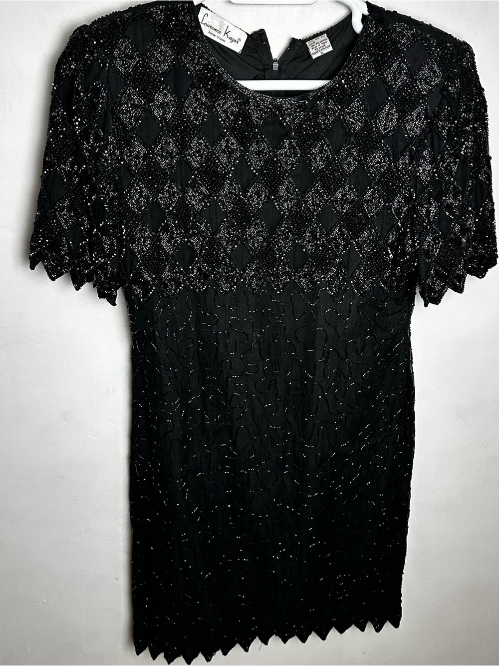 Laurence Kazar All Over Beaded Dress Sheath Women's XL Silk Luxe Country Club